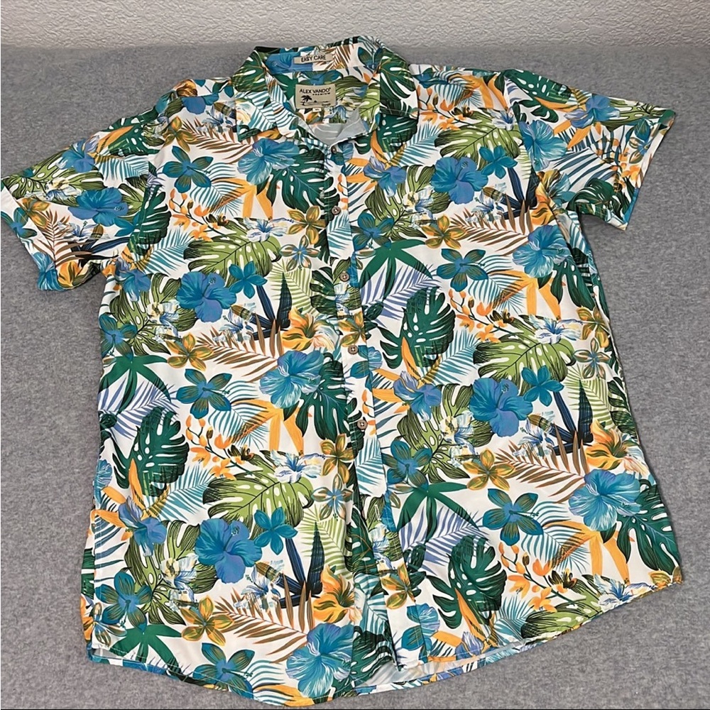 Alex Vando Mens Hawaiian Shirt Size XL Camp Tropical Floral Summer Button